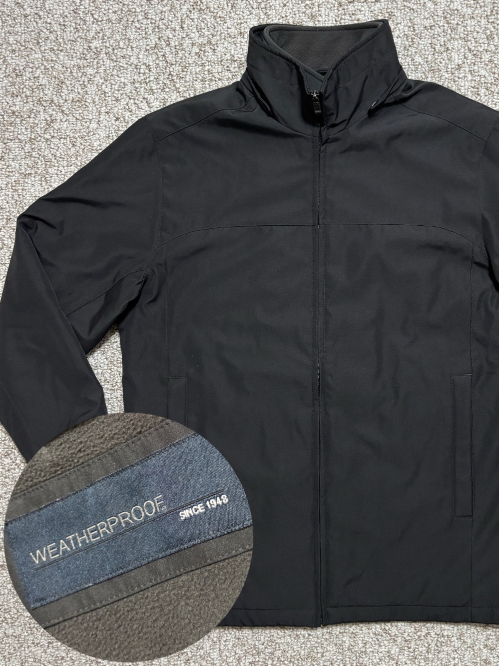 Weatherproof Mens M Black Insulated Fleece Lined Jacket Full Zip